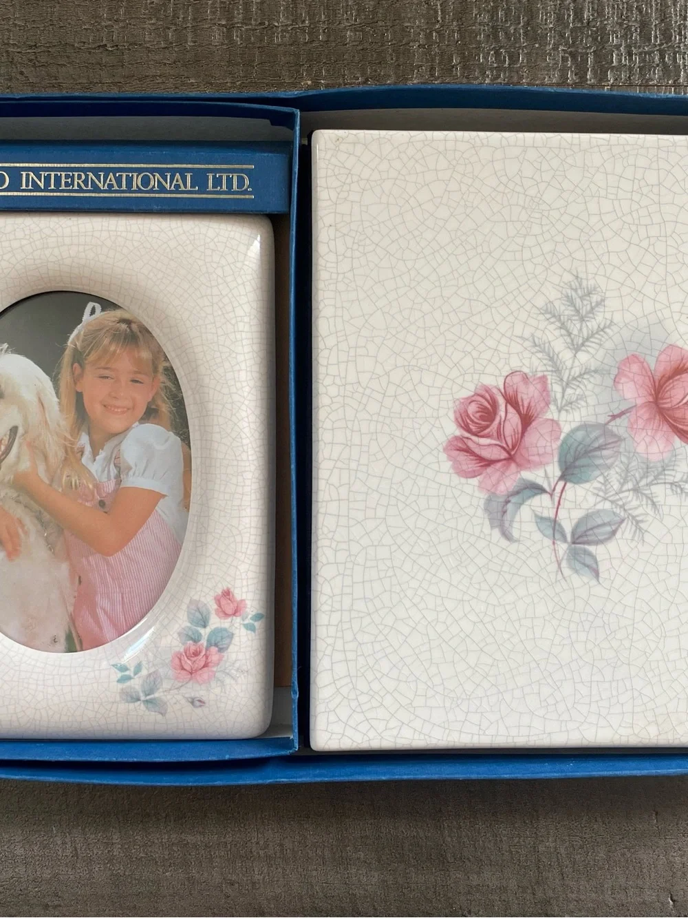 Vintage Melannco Floral Crackle Glaze Picture Frame & Photo Album Cottage Granny